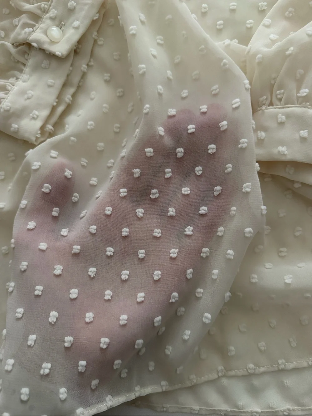 J. Crew Cream Swiss Dot Peasant Top